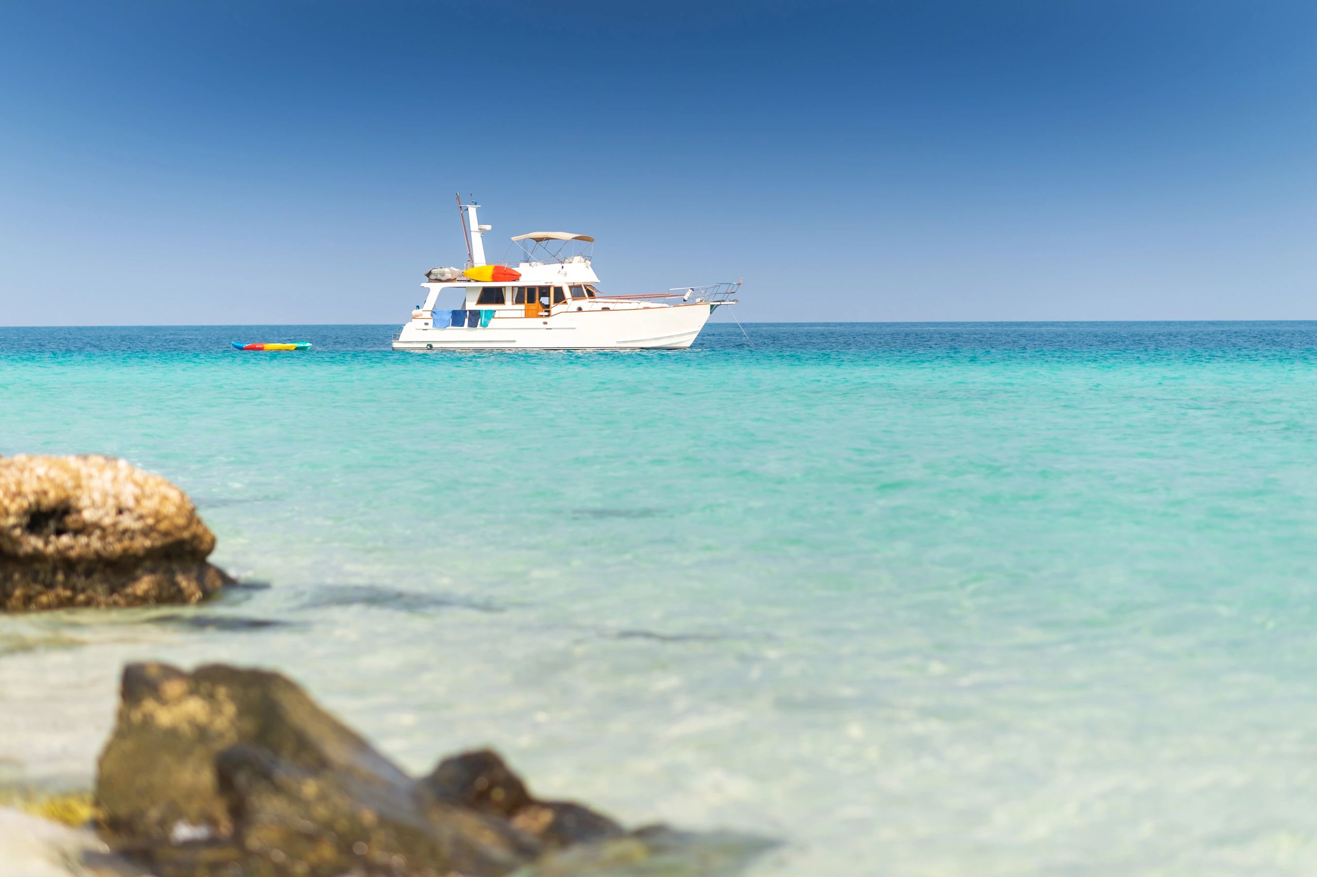 Scenic sea and beach view for leisure boat outings