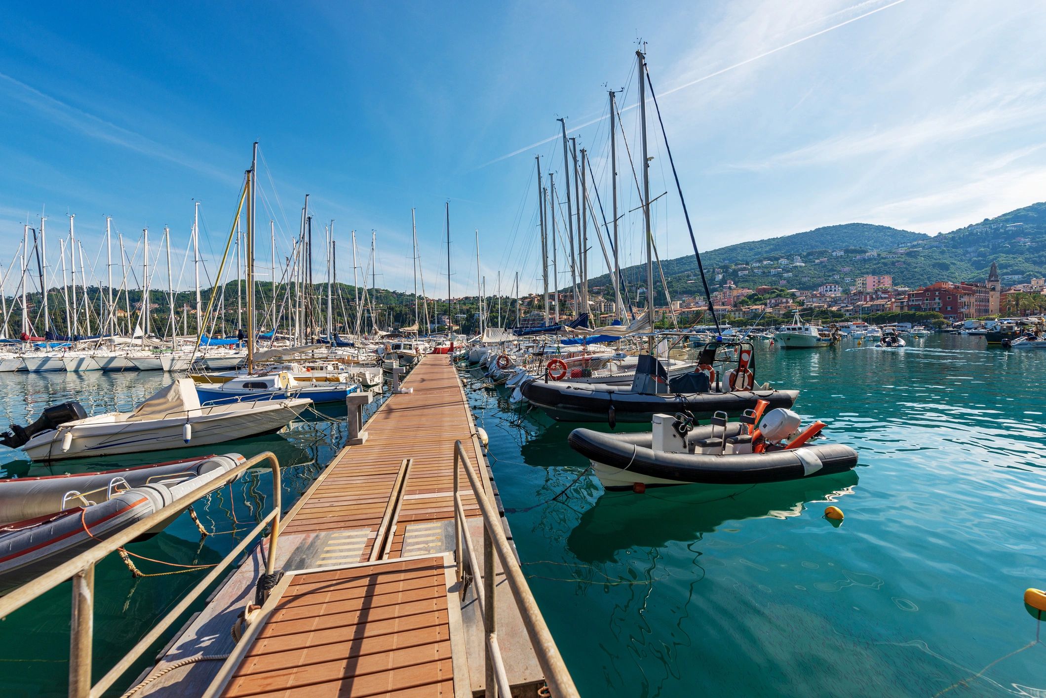 Marina with recreational boats moored